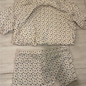 Women's Cream Blueberry Print Pajama Set Grey Bandit